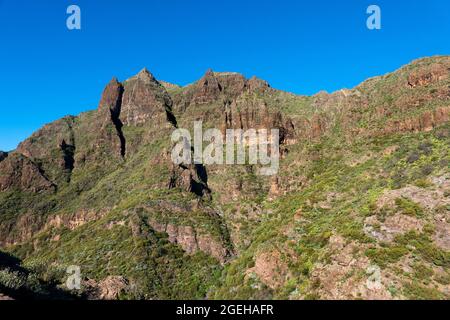 Vue sur les montagnes depuis le point de vue Mirador de Masca, Ténérife, île des Canaries, Espagne Banque D'Images