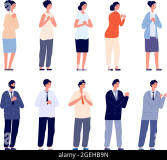 Des gens qui claque. Un homme d'affaires reconnaissant, des femmes souriantes clap et le soutien. L'équipe de personnages isolés de bureau applaudit ensemble de vecteurs de la coupe Illustration de Vecteur