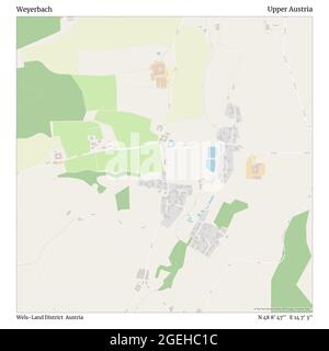 Weyerbach, district de Wels-Land, Autriche, haute-Autriche, N 48 8' 47'', E 14 7' 3'', carte, carte intemporelle publiée en 2021. Les voyageurs, les explorateurs et les aventuriers comme Florence Nightingale, David Livingstone, Ernest Shackleton, Lewis et Clark et Sherlock Holmes se sont appuyés sur des cartes pour planifier leurs voyages dans les coins les plus reculés du monde. Timeless Maps dresse la carte de la plupart des sites du monde, montrant ainsi la réalisation de grands rêves Banque D'Images