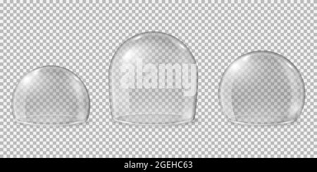 Dômes en verre. Sphères transparentes, cuisine propre écran brillant pour les aliments. Protection cristalline réaliste isolée bouchons vides ensemble de vecteurs récents Illustration de Vecteur