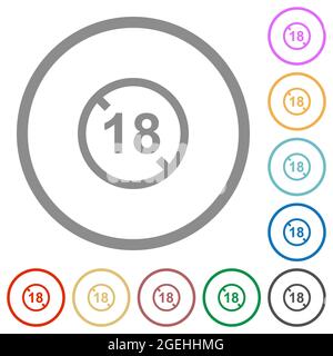 Non autorisé sous 18 icônes de couleur plate dans les contours ronds sur fond blanc Illustration de Vecteur