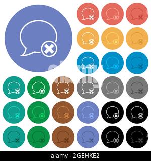 Annuler le contour du message icônes plates multicolores sur fond rond. Inclus des variantes d'icônes blanches, claires et sombres pour l'effet de survol et d'état actif Illustration de Vecteur