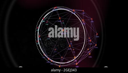 Image numérique de la structure de l'adn qui tourne contre le globe du réseau de connexions Banque D'Images