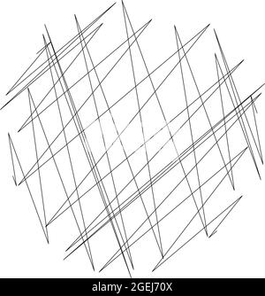 Élément géométrique entrecroisé, zigzag, lignes edgy. Ondulées, ondulations de lignes aléatoires, bandes – illustrations vectorielles, graphiques clip-art Illustration de Vecteur