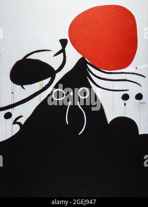 Joan Miró / 'Mujer ante el sol' 1974, acrílico sobre lienzo, 260 x 195 cm. Fundació Joan Miró. Banque D'Images