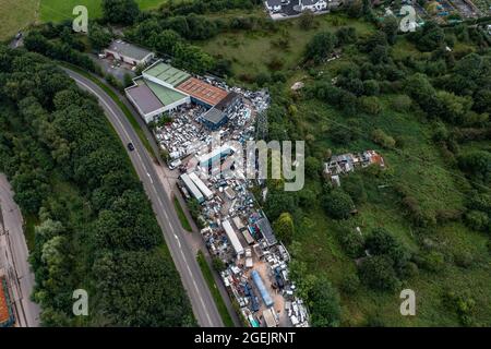 Arrêtez la poussette, la carrière de Walley Landfill Silverdale Newcastle Stoke On Trent Birds Aerial Eye View Ideal images for News Reports Banque D'Images