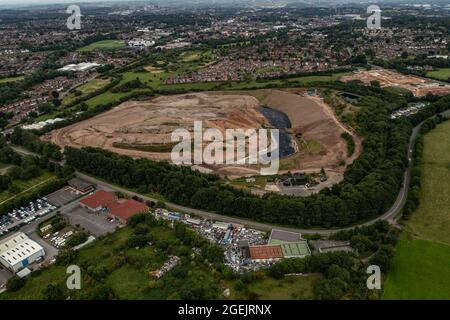 Arrêtez la poussette, la carrière de Walley Landfill Silverdale Newcastle Stoke On Trent Birds Aerial Eye View Ideal images for News Reports Banque D'Images