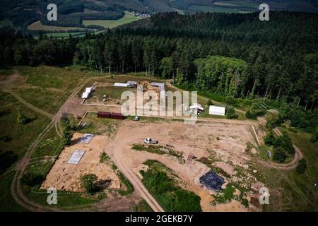 vue aérienne des fouilles archéologiques sur le mont beuvray à morvan en bourgogne en france Banque D'Images