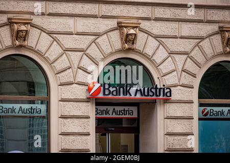 Bank AUSTRIA, DIRECTION DE L'EUROPE dans la ville de Vienne - VIENNE, AUTRICHE, EUROPE - 1er AOÛT 2021 Banque D'Images