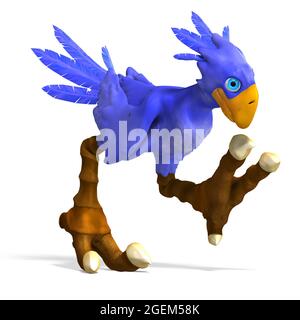 Illustration 3D d'un joli oiseau de dessin animé. Objet de rendu isolé Banque D'Images