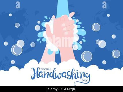 Se laver les mains avec du savon bulles d'eau pour prévenir Corona Covid 19, Daily Care, Disinfection pour que l'antibactérien et l'hygiène. Illustration du vecteur d'arrière-plan Illustration de Vecteur