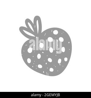 Une seule silhouette de fraise avec texture grunge. Vector clip art single berry isolé sur fond blanc. Icône simple Berry. Illustration de Vecteur