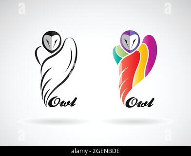 Vecteur d'un motif hiboux sur fond blanc., icône oiseau., animaux sauvages. Logo OWLS. Illustration vectorielle superposée facile à modifier. Illustration de Vecteur