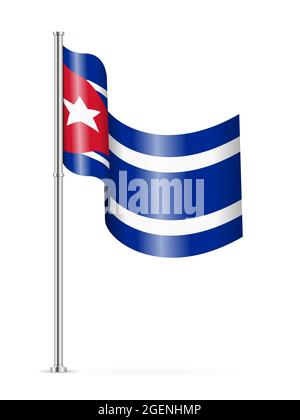 Drapeau ondulé de Cuba sur fond blanc. Illustration vectorielle. Banque D'Images