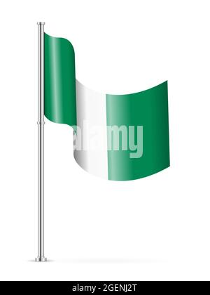 Drapeau ondulé du Nigeria sur fond blanc. Illustration vectorielle. Banque D'Images