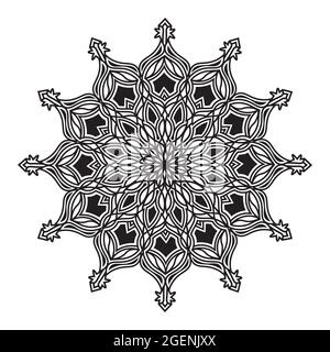 mandala noir et blanc fleurissent ornementaux répétition élément de conception de modèle d'impression islamique d'arrière-plan Illustration de Vecteur