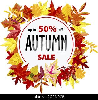 Soldes d'automne, bannière promotionnelle avec remise Illustration de Vecteur