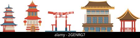 Architecture et extérieurs japonais et chinois Illustration de Vecteur