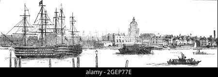 Illustration du HMS Victoria du port de Portsmouth Banque D'Images