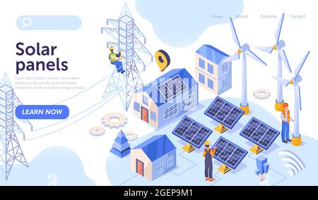 Concept de maintenance de la centrale solaire Illustration de Vecteur