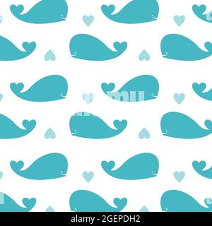 Motif sans couture avec baleines. Le motif transparent peut wallpaperใ utilisé pour une illustration vectorielle en couches facile à modifier. Animaux sauvages. Illustration de Vecteur