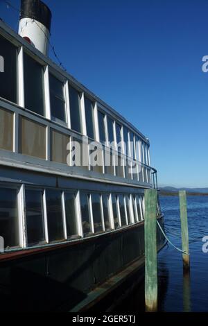 MV Cartela, navire à vapeur amarré à Franklin sur la rivière Huon, Tasmanie Banque D'Images