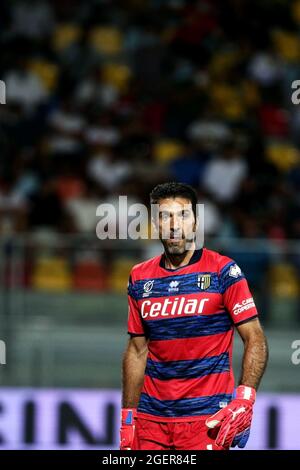 Frosinone, Italie. 20 août 2021. Gianluigi Buffon gardien de Parme réagit pendant le championnat italien série B BKT football match entre Frosinone Calcio et Parme Calcio le 20 août 2021 au stade Benito Stirpe à Frosinone, Italie - photo Federico Proietti / DPPI crédit: DPPI Media/Alay Live News Banque D'Images