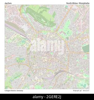 Aachen, Cologne District, Allemagne, Rhénanie-du-Nord-Westphalie, N 50 46' 35'', E 6 5' 0'', carte, carte intemporelle publiée en 2021. Les voyageurs, les explorateurs et les aventuriers comme Florence Nightingale, David Livingstone, Ernest Shackleton, Lewis et Clark et Sherlock Holmes se sont appuyés sur des cartes pour planifier leurs voyages dans les coins les plus reculés du monde. Timeless Maps dresse la carte de la plupart des sites du monde, montrant ainsi la réalisation de grands rêves Banque D'Images