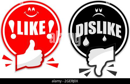 Aime et n'aime pas l'icône. Pouces vers le haut et pouces vers le bas. Symboles d'icône d'e-mail pour le site Web. Illustration, vecteur. Illustration de Vecteur