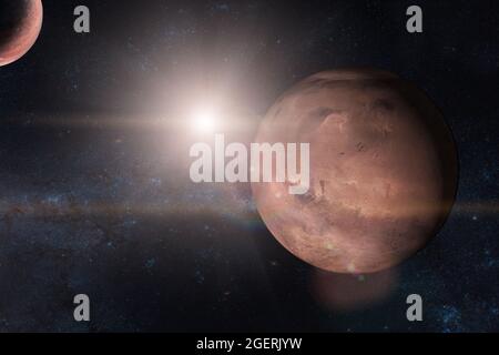 Mars. Planètes dans le système solaire. Éléments de cette image fournis par la NASA. Banque D'Images