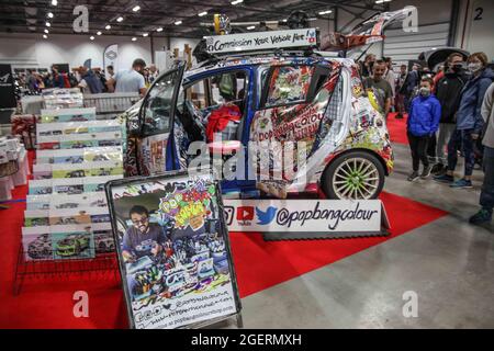 Farnborough, Royaume-Uni. 21 août 2021. The British Motor Show, du 19 au 22 août 2021, à Farnborough avec une exposition captivante de nouvelles voitures, le spectacle présente le Select Electric Motor Show, une Live Arena bourrée d'action, une scène live, des célébrités de l'automobile, Retro-Electric Live, un Supercar Paddock, Voitures classiques, le IMI Technology Theatre, essais routiers, et le favori, stunt pilotes live show .Paul Quezada-Neiman/Alay Live News Banque D'Images