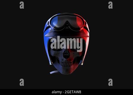 Crâne en casque de course vintage. Rendu 3D Banque D'Images