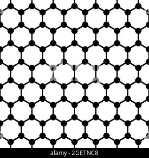 Structure en graphène gras, carreaux sans couture, structure moléculaire schématique du graphène, allocorde de carbone, couche unique d'atomes de carbone dans la grille hexagonale. Banque D'Images