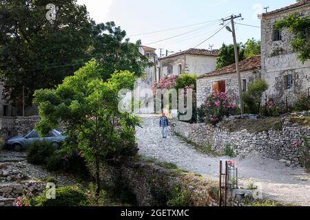 Le vieux village de Qeparo, Albanie Banque D'Images