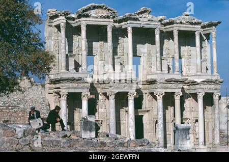 Turquie. Éphèse. Ruines. Bibliothèque Celcus. Banque D'Images