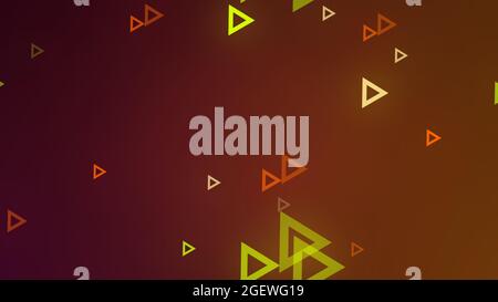 Rendu 3D de triangles multicolores lumineux dans un espace situé à différentes distances les uns des autres. Toile de fond lumineuse pour les manifestations inhabituelles et Banque D'Images