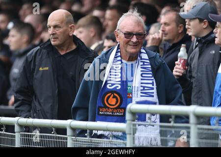 HARROGATE, ROYAUME-UNI. 21 AOÛT UN fan de Barrow vu pendant le match Sky Bet League 2 entre Harrogate Town et Barrow à Wetherby Road, Harrogate le samedi 21 août 2021. (Crédit : will Matthews | MI News) crédit : MI News & Sport /Alay Live News Banque D'Images