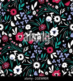 Motif floral sans couture en vecteur motif floral sans couture carte de voeux fleurs vectorielles abstraites en noir beige et bleu backgro floral abstrait Illustration de Vecteur