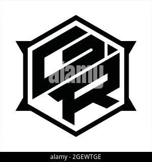 Logo GR monogramme avec gabarit de conception de forme hexagonale et pointue Illustration de Vecteur