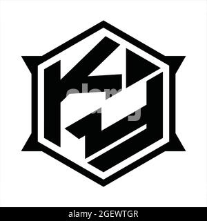 Monogramme KY logo avec modèle hexagonal et forme pointue Illustration de Vecteur