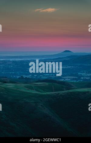 Matinée colorée dans les collines du Shropshire, Royaume-Uni Banque D'Images