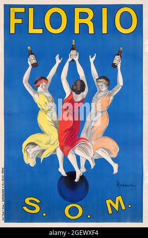 Leonetto Cappiello (italien, 1875-1942). Art nouveau. Affiche publicitaire vintage. FLORIO. S.O.M. 1911. Banque D'Images