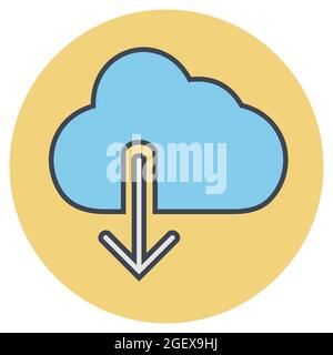 Icône vecteur de nuage avec flèche vers le bas - style de couleur linéaire - illustration simple. Contour modifiable. Vecteur de modèle de conception.conception de style de contour.Vect Illustration de Vecteur