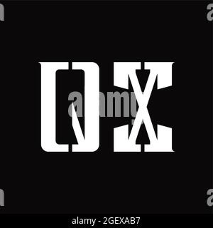 Logo QX monogramme avec contour de forme de bouclier modèle de conception isolé sur fond blanc Illustration de Vecteur