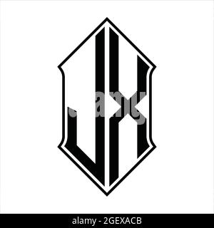 Logo JX monogramme avec forme de protection et contour noir modèle de conception vecteur icône résumé Illustration de Vecteur