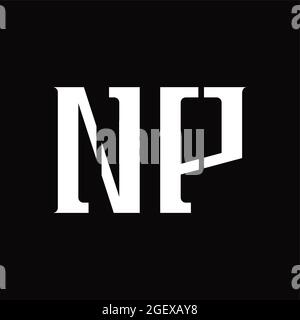 Monogramme NP logo avec tranche centrale sur fond noir Illustration de Vecteur