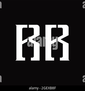 Logo RR monogramme avec tranche centrale sur fond noir Illustration de Vecteur