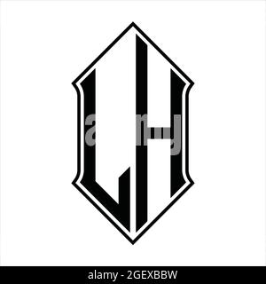 Logo LH monogramme avec forme de protection et contour noir modèle de conception vecteur icône résumé Illustration de Vecteur