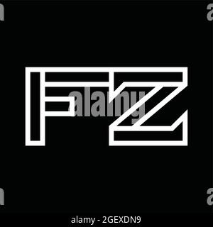 Logo FZ lettre monogramme avec modèle de motif de fond noir de style bouclier et tranche Illustration de Vecteur