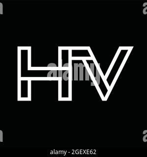 Logo HV monogramme avec espace négatif de style de ligne sur fond noir Illustration de Vecteur